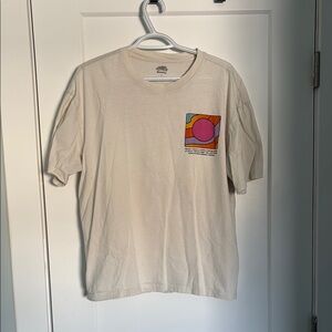 Cream T-Shirt with Colorful Graphic Pocket